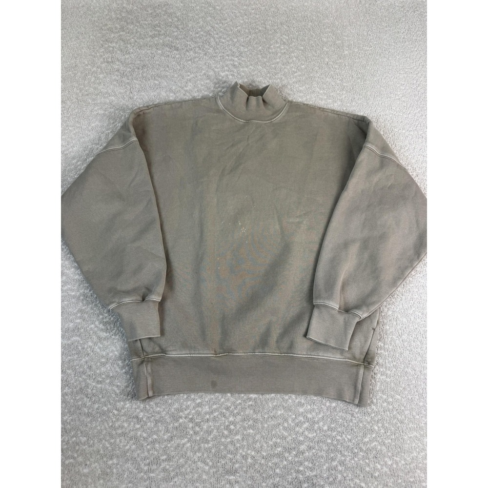 Tna Sweatshirt Womens 1 Beige Mock Neck Fleece Pullover Solid Casual Relaxed Fit